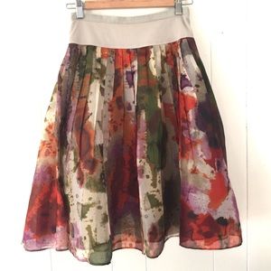 Anthropologie Edme & Esyllte Silk Watercolor Skirt